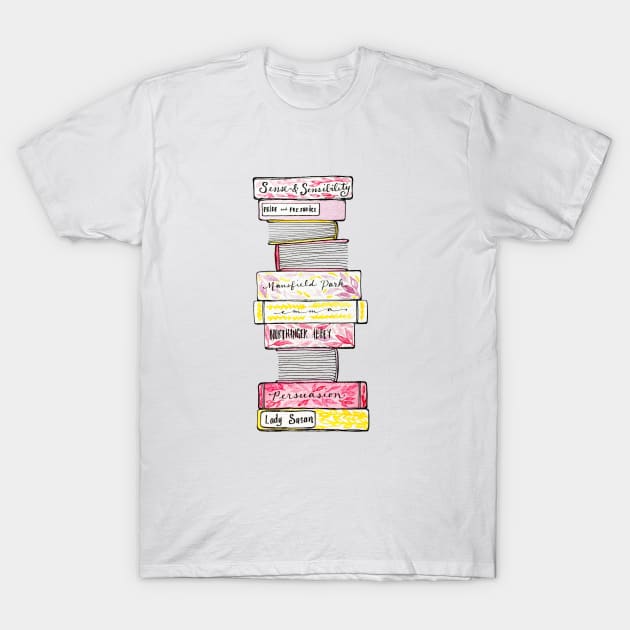 Jane Austen's Novels T-Shirt by BiblioartsbyEmma